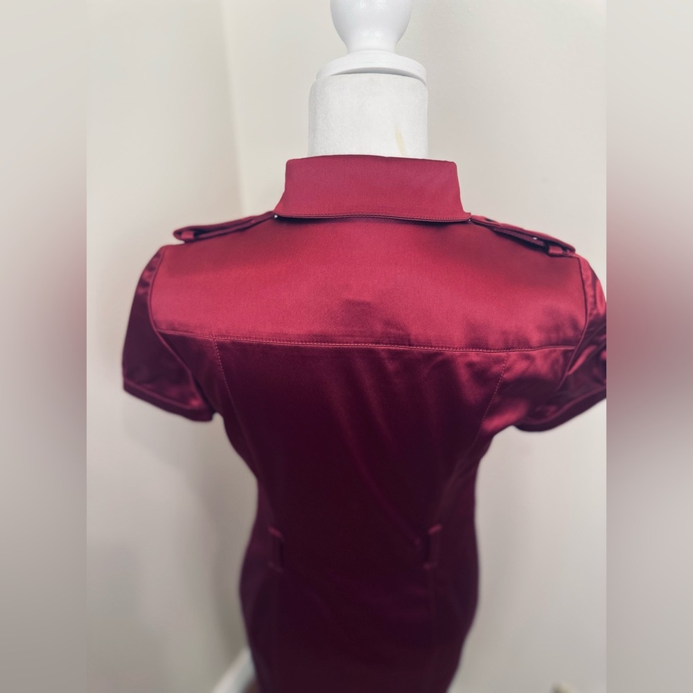 Burberry Burgundy Satin Midi Dress - Picture 8 of 15